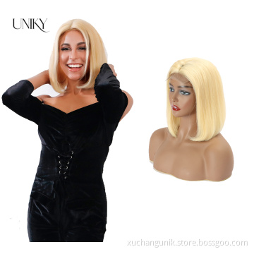 Cheap Selling Colorful Short Bob With Baby Hair 13x4 Transparent Swiss Lace Front Wig 1B 613 Pink Blue Grey Purpler Lace Wig